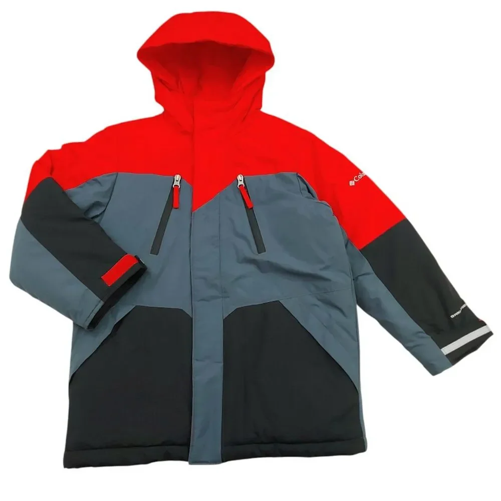 Columbia Kids Jacket 8 Red Gray Insulated Water Resistant Omni-Shield Winter